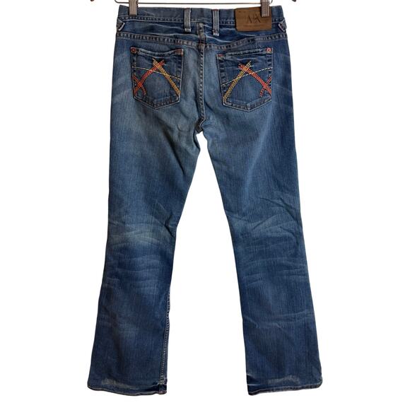 Armani Exchange A|X Indigo Whisker Jeans Womens 4 Short Stretch Bootcut Denim - Picture 5 of 11